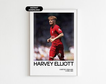 Arte mural de fútbol de Harvey Elliott: regalo para fanáticos del Liverpool: decoración deportiva moderna para la oficina: descarga instantánea: regalo perfecto para fanáticos del fútbol