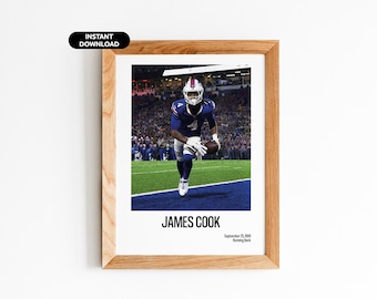 James Cook Sports Office Art - NFL-affisch direkt nedladdning - NFL-affischer för rummet - NFL-väggkonsttryck - NFL-affisch - Modern sportkonst