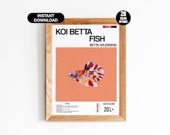Koi Betta Fisch Poster Design - Aquarium Wandkunst & Digitaldruck - Anpassbares Kunstwerk für Fischliebhaber und Dekorliebhaber