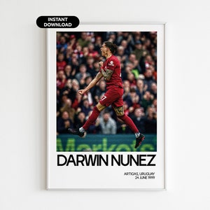 Darwin Nunez Sports Football Wall Art - Liverpool Fan Gift - Modern Sports Office Decor - Instant Download - Perfect Gift for Football Fans