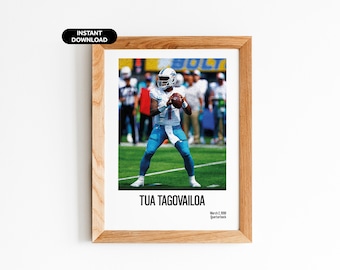 Tua Tagovailoa Sports Office Art - NFL-affisch direkt nedladdning - NFL-affischer för rum - NFL-väggkonsttryck - NFL-affisch - Modern sportkonst