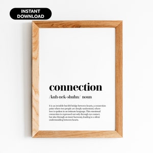 Connection Definition Poster - Motivation Wall Art for Positive Vibes and Inspirational Quotes - Definition Print for Home Office Decor