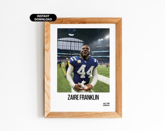 Zaire Franklin Sports Office Art - NFL-affisch direkt nedladdning - NFL-affischer för rum - NFL-väggkonsttryck - NFL-affisch - Modern sportkonst