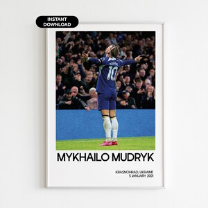 Mykhailo Mudryk Football Wall Art - Chelsea Fan Gift - Modern Sports Office Decor - Instant Download - Perfect Gift for Football Fans