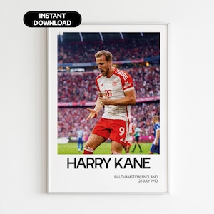 Harry Kane Football Wall Art -Bayern Munih Fan Gift - Modern Sports Office Decor - Instant Download - Perfect Gift for Football Fans