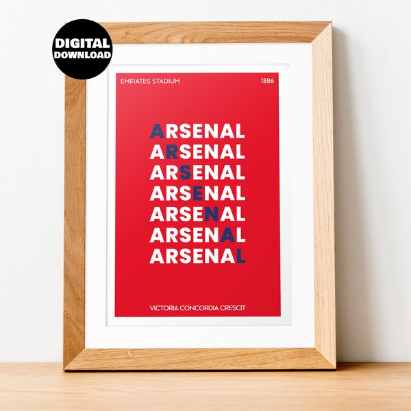 Arsenal Poster Sports Office Art - Arsenal Poster Instant Download - Football Poster - Football Team Poster - Modern Sports Art