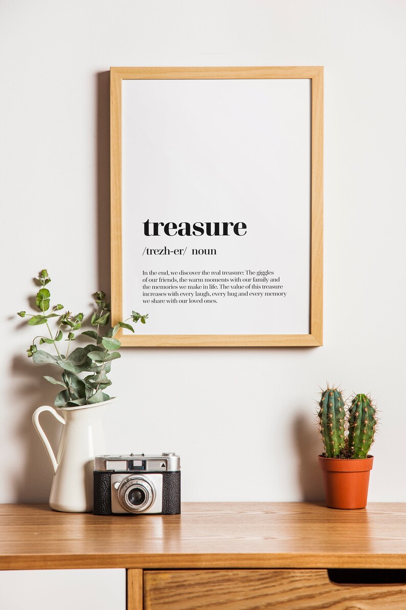 Treasure Sign Positive Treasure Definition Poster - Motivation Wall Art for Positive Vibes and ...