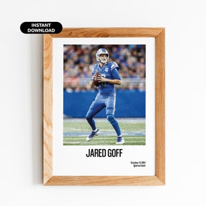 Jared Goff Sports Office Art - NFL Sofortiger Download - NFL Poster für Zimmer - NFL Wand Kunst Druck - NFL Poster - Moderne Sportkunst