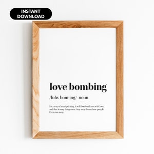 Love Bombing Definition Poster - Motivation Wall Art for Positive Vibes and Inspirational Quotes - Definition Print for Home Office Decor