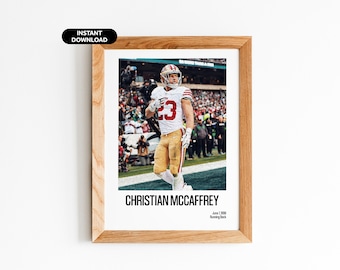 Christian McCaffrey Sports Office Art - NFL-affisch direkt nedladdning - NFL-affischer för rummet - NFL-väggkonsttryck - NFL-affisch - Sportkonst
