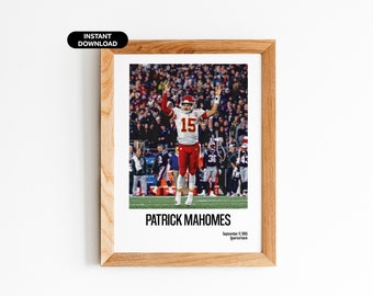 Patrick Mahomes Sports Office Art - NFL-affisch direkt nedladdning - NFL-affischer för rummet - NFL-väggkonsttryck - NFL-affisch - Modern sportkonst