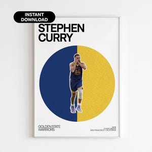 Póster de Stephan Curry - Arte de pared de baloncesto - Arte de oficina deportivo de Golden State Warriors - Póster de baloncesto - Decoración de oficina deportiva moderna