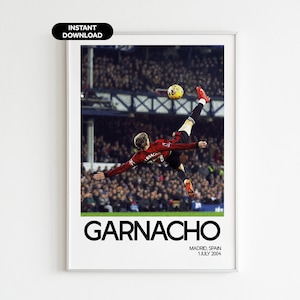 Garnacho Poster Fußball Wandkunst - ManderUnited Fan Geschenk - Moderne Sport Büro Dekoration - Sofortiger Download - Perfektes Geschenk für Fans