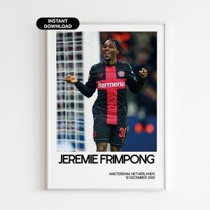 Jeremie Frimpong Football Wall Art - Bayer Leverkusen Fan Gift - Modern Sports Office Decor - Instant Download - Gift for Football Fans