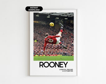 Wayne Rooney Football Wall Art - England Fan Gift - Modern Sports Office Decor - Instant Download - Perfect Gift for Football Fans