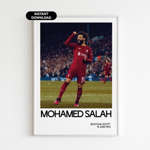 Arte mural de fútbol de Mohamed Salah: regalo para fanáticos del Liverpool: decoración deportiva moderna para la oficina: descarga instantánea: regalo perfecto para fanáticos del fútbol