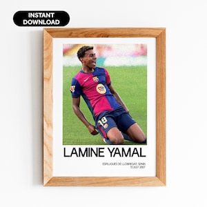 Póster de Lamine Yamal, arte mural de fútbol, regalo para fanáticos del Barcelona, decoración deportiva moderna para la oficina, descarga instantánea, regalo perfecto para fanáticos del fútbol