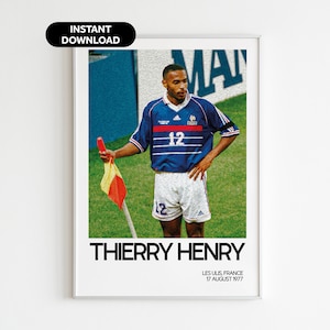 Thierry Henry Sports voetbal kunst aan de muur - Frankrijk fan cadeau - Modern Sports Office Decor - Instant Download - Perfect cadeau voor voetbalfans