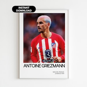 Griezmann Sports Football Wall Art - Atletico Madrid Fan Gift - Modern Sports Office Decor - Instant Download - Perfect Gift for Fans