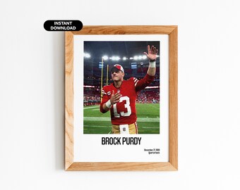 Brock Purdy Sports Office Art - NFL-affisch direkt nedladdning - NFL-affischer för rummet - NFL-väggkonsttryck - NFL-affisch - Modern sportkonst