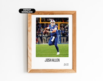 Josh Allen Sports Office Art - NFL-affisch direkt nedladdning - NFL-affischer för rummet - NFL-väggkonsttryck - NFL-affisch - Modern sportkonst