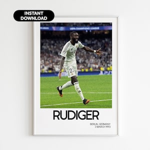 Antonio Rüdiger Poster Real Madrid Wall Art - Real Madrid Fan Art - Modern Sports Decor - Instant Download - Personalized Gift for Fans