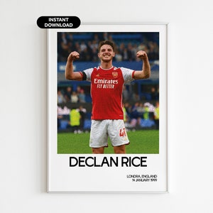 Declan Rice voetbal kunst aan de muur - Arsenal fan cadeau - Modern Sports Office Decor - Instant Download - Perfect cadeau voor voetbalfans