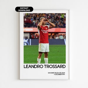 Leandro Trossard voetbal kunst aan de muur - Arsenal fan cadeau - Modern Sports Office Decor - direct downloaden - perfect cadeau voor voetbalfans