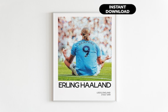 Erling Haaland Football Wall Art - Manchester City Fan Gift - Modern Sports Office Decor - Instant Download - Perfect Gift for Football Fans