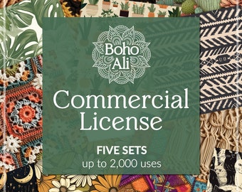 Commercial Extended License for FIVE Sets - No Credit Required - Sell more than 750 items!