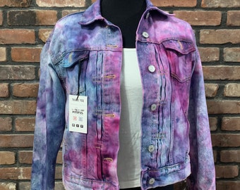 Upcycled Denim Jacket with Custom Ice Dye
