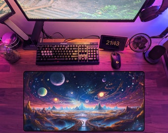 Space Themed Desk Pad / Desk Mat / Keyboard Pad / Mouse Mat