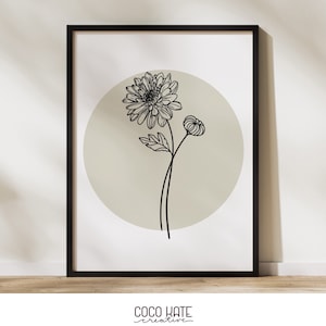 Chrysantheme Blumen Wandkunst - November Geburt Blumendruck - Digital Download