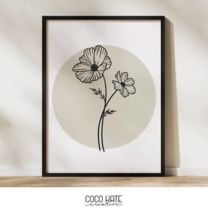 October Birth Flower Print - Digital Download: Cosmos Floral Wall Art
