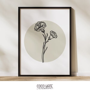 Nelke Blumenwandkunst - Januar Geburtsblumendruck - Digital Download