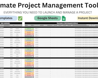 Ultimate Project Management Toolkit: 8 Instant Download Google Sheets Templates | Everything You Need To Manage Your Project Successfully