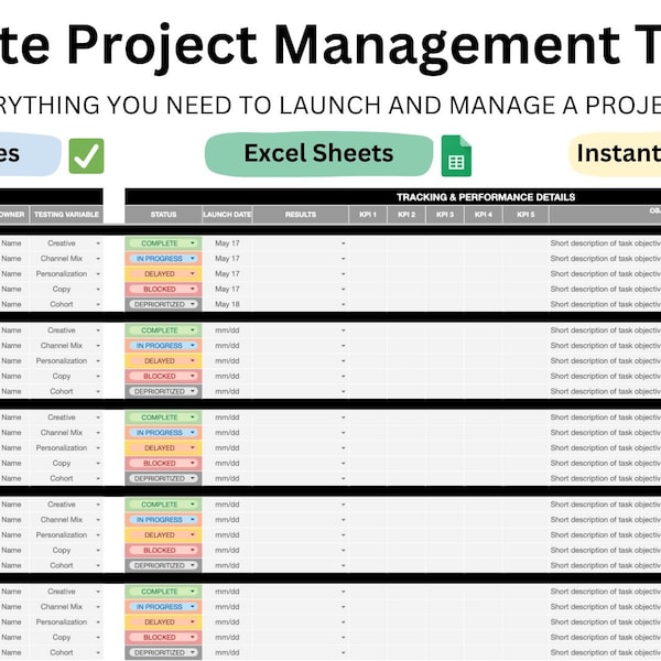 Ultimate Project Management Toolkit: 8 Instant Download Excel Sheet Templates | Everything You Need To Manage Your Project Successfully