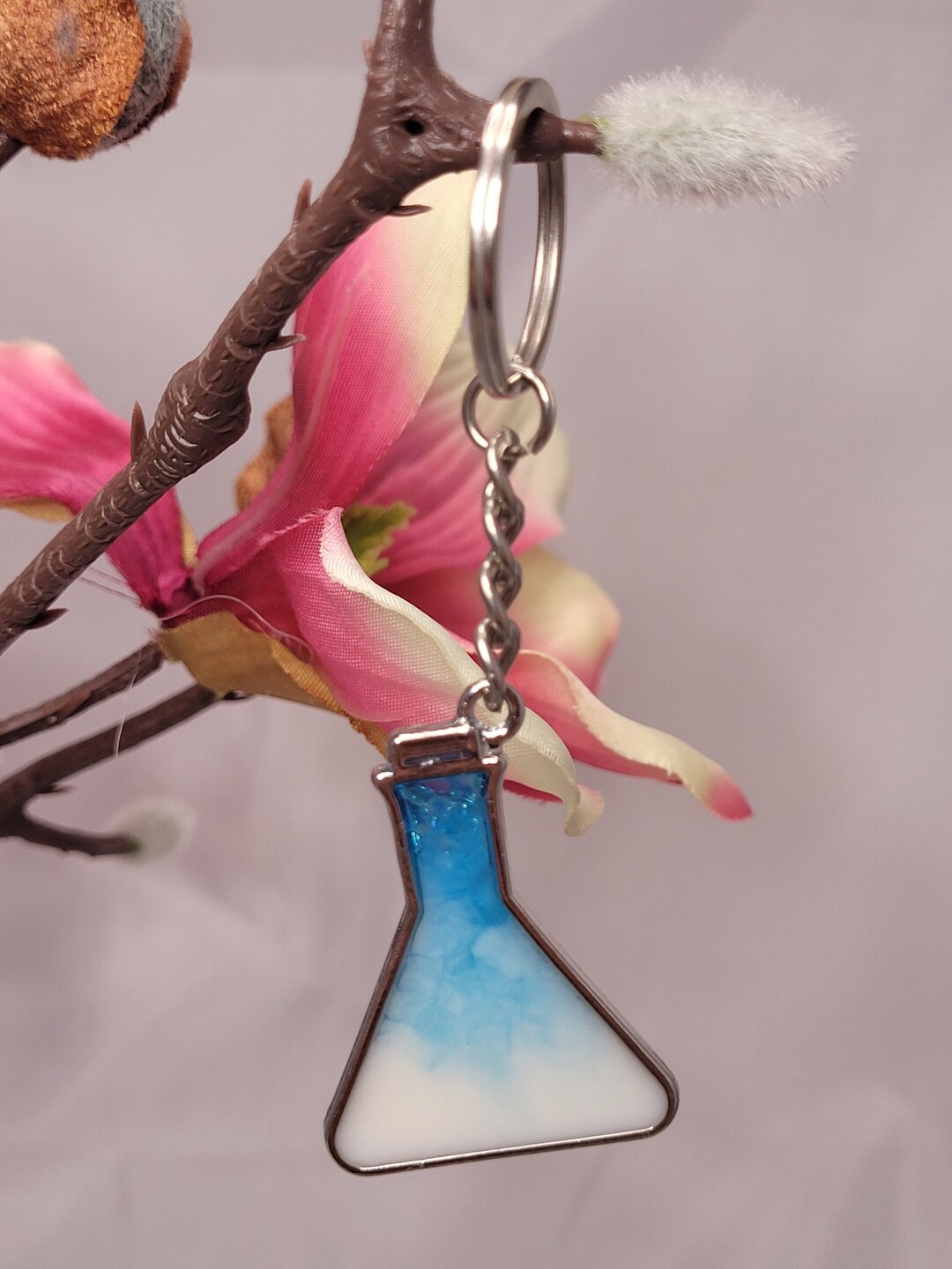 Laboratory Beaker Keyring, Funky Gift for Him and Her, Colourful Gifts