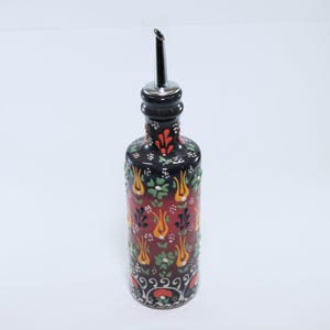 Ceramic Olive Oil Bottle,Oil Vinegar Gift,Black Oil Bottle,Relief Patterned Container,Turkish Handmade Pottery,Kitchen Decor,Vinegar Cruet