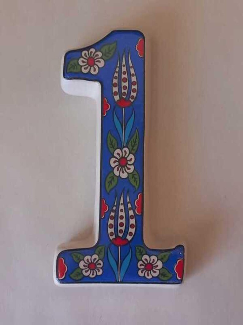 Blue Ceramic Address Numbers, Sign Numbers, Outdoor Wall Decor Address