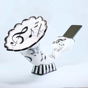 Handmade Ceramic Gramophone Speakerphone Amplifier Sound Bomb, Decorative Ceramic Speaker, Turkish Ceramic Music Speakers