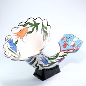 Handmade Ceramic Gramophone: Turkish Tulip Music Box, Speaker Amplifier
