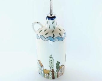 Handmade Ceramic Oil Bottle: Modern Kitchen Decor, Vinegar Cruet