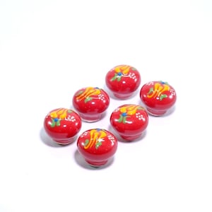Pomello per mobile in ceramica fatto a mano: pomello per cassetto in ceramica Red Tulip