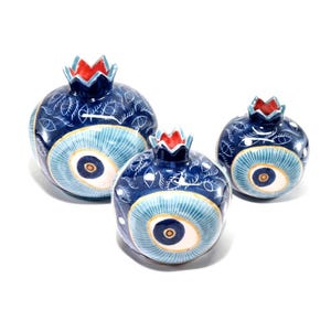 Handmade Evil Eye Ceramic Pomegranate: Ornaments Vase Home Decor
