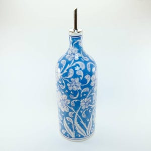 Handmade Ceramic Olive Oil Dispenser: Blue Lotus Kitchen Cruet