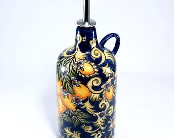 Handmade Lemon Ceramic Olive Oil Dispenser: Amalfi Coast Kitchen Decor bottle