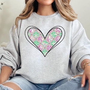 Hmong Heart Pattern Sweater, Hmong Heart Sweater, Hmong Sweater, Hmong Pullover, Hmong Design Shirt