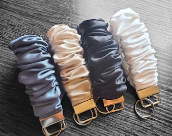 Satin Scrunchie Keyfob Bracelet: Wristlet Keychain Key Holder