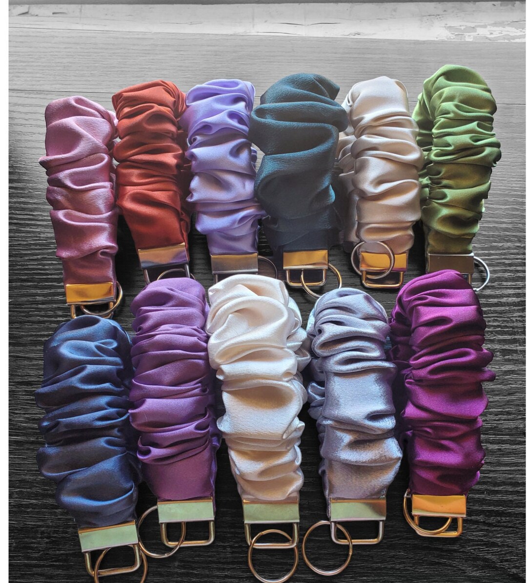 Scrunchie Keychain Wristlet, Scrunchie Key Fob Bracelet, Satin